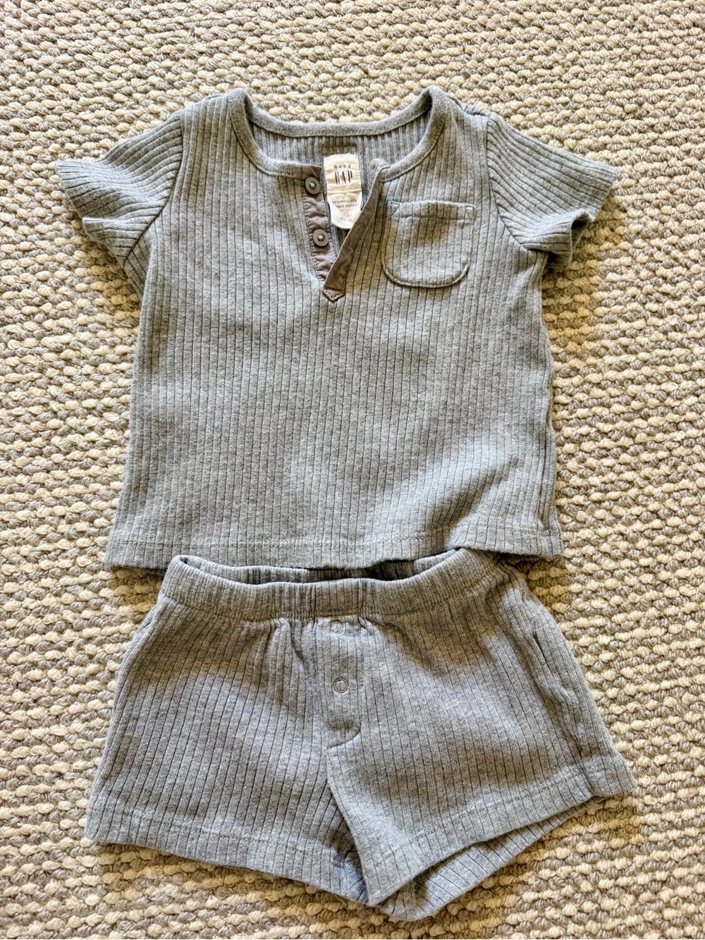 Baby GAP Organic Cotton Ribbed 2-Piece Set | 12–18 Months | Gray